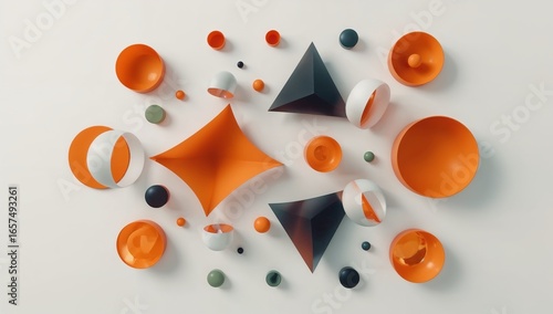 3d render of a set of colorful geometric shapes desktop wallpaper