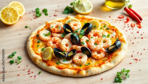 Wallpaper Mural pizza seafood pizza shrimp pizza calamari mussels parsley thin crust gourmet mediterranean pizza seafood dish
 Torontodigital.ca
