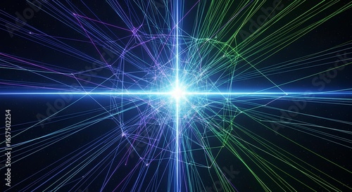 Abstract digital network with glowing lines and nodes representing complex connection