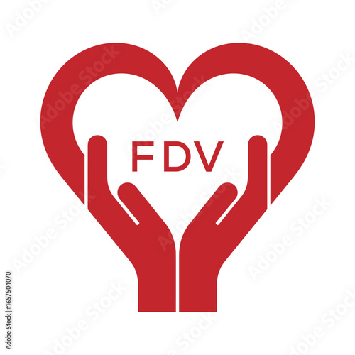 FDV Heart Care Logo – Charity, Healthcare and Community Support Icon. FDV Letter Logo.
