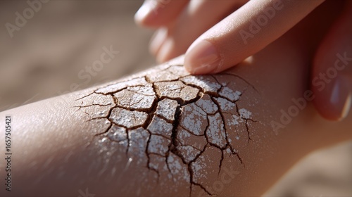 close-up dry, flaky skin on a person lower leg