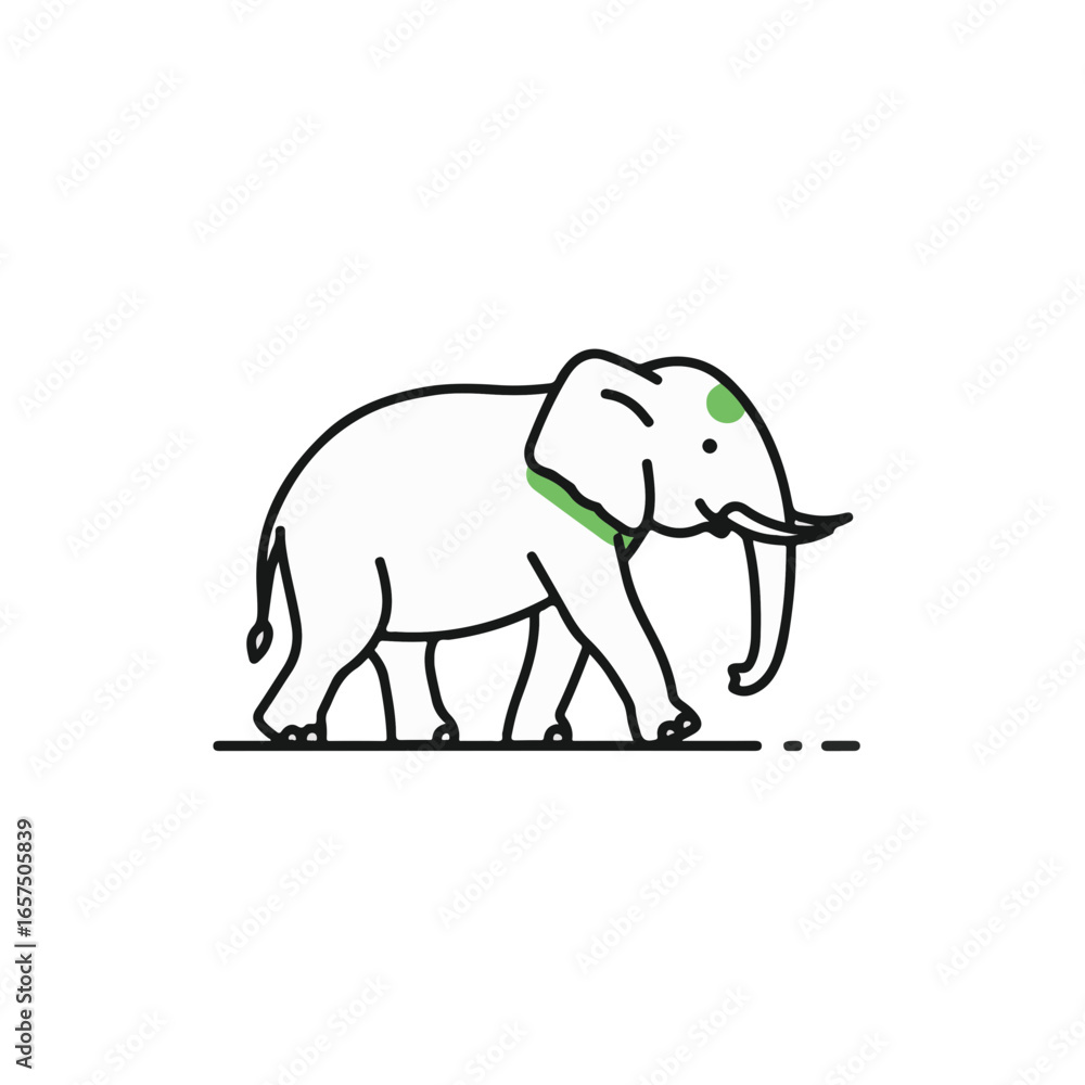 Fototapeta premium A minimal illustration of an elephant walking gracefully, embodying strength and gentleness. 