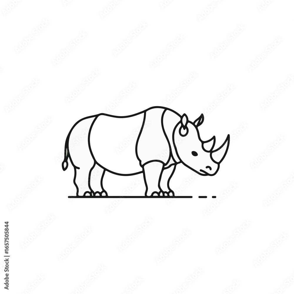 Fototapeta premium A minimalistic line art illustration of a rhinoceros. 