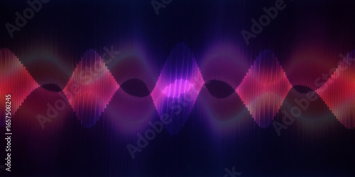 Abstract wave pattern with flowing lines in shades of red, purple, and orange, set against a dark background.