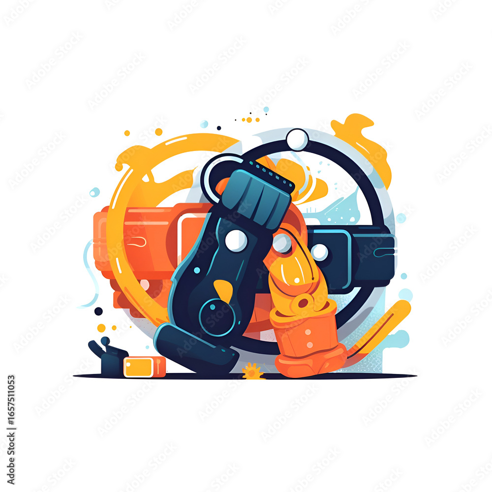 Naklejka premium Futuristic Gadgets. A vibrant abstract tech illustration