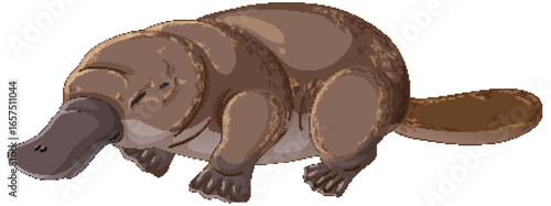 Sleeping Platypus Cartoon Vector Illustration