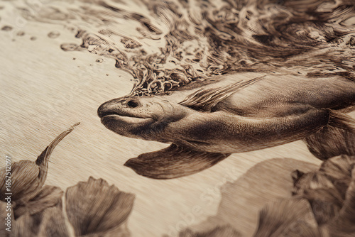Elegant Handcrafted Engraved Wooden Art: Nature-Inspired Masterpiece for Home Décor and Unique Artistic Expression