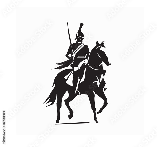 Royal English Guard on Horseback Silhouette Vector Illustration