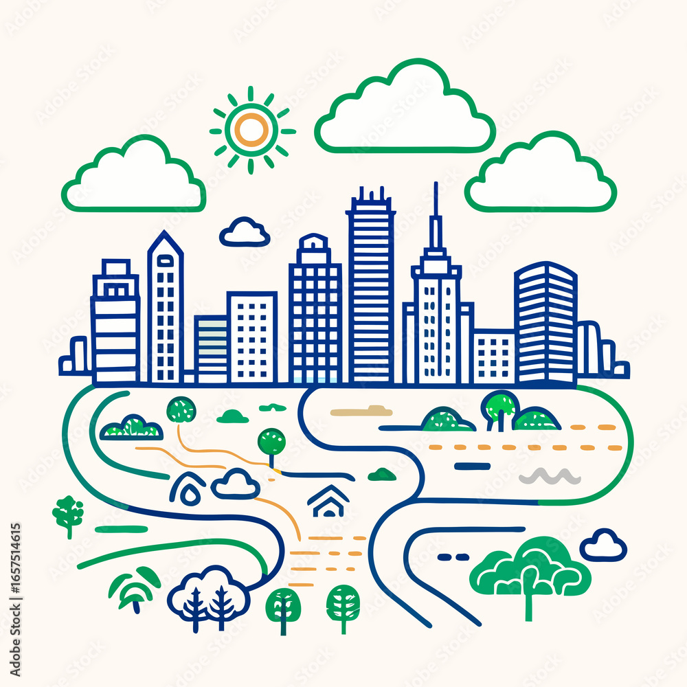 Obraz premium city landscape with clouds