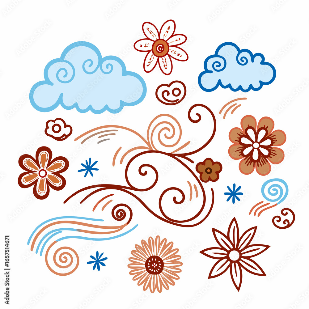 Fototapeta premium set of vector floral elements