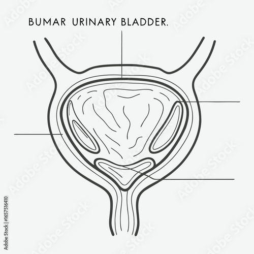 Human urinary bladder line art.