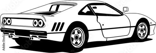 exotic retro super car , sport car outline vector illustration 