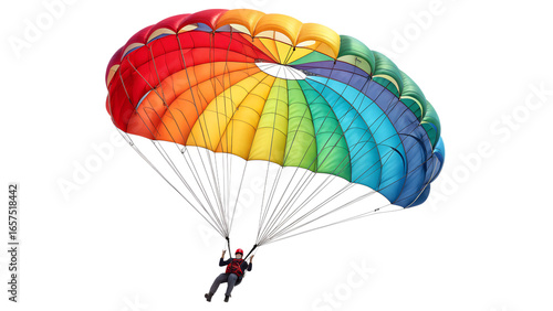 Person with a parachute isolated on transparent background 