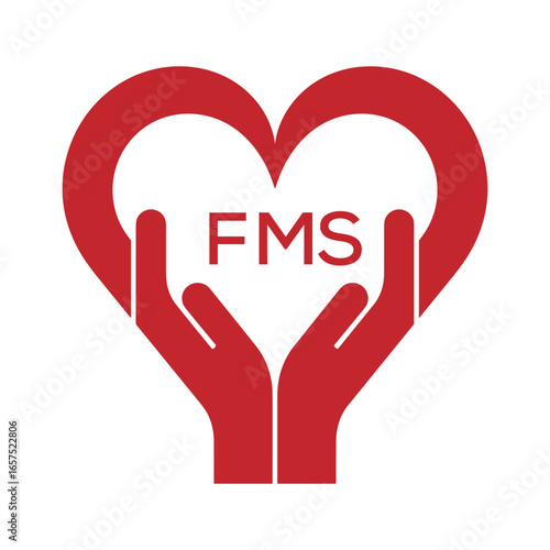 FMS Heart Care Logo – Charity, Healthcare and Community Support Icon. FMS Letter Logo.
