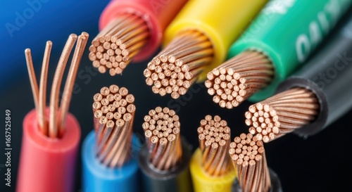 Wallpaper Mural Macro Detail of Colorful Electrical Cables with Exposed Stranded Copper Cores Torontodigital.ca