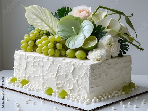 cake with flowers and fruit