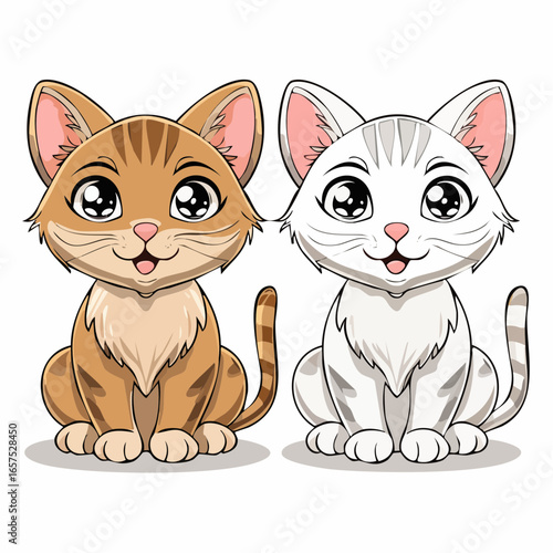 Adorable Cartoon Kittens A Pair of Playful Companions for Your Delight!