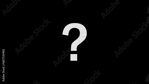 Animated question mark with transparent background (alpha channel) for explainer videos, creative motion graphic. Problem solving or confusion concept