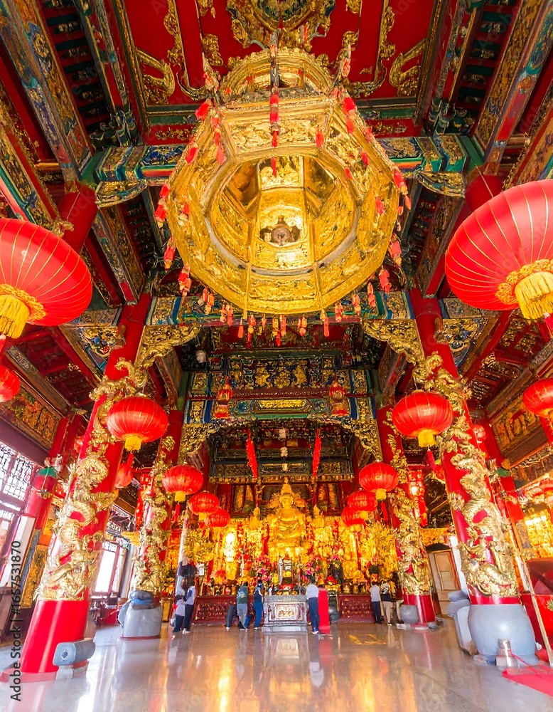 Fototapeta premium Grand temple interior, vibrant colors