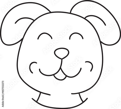 웃는 강아지 라인 아트 일러스트
