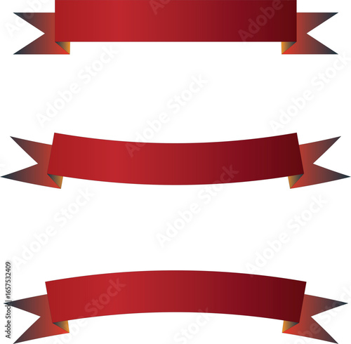 Red Ribbon Banners Set of Three Elegant Designs for Awards, Celebrations, and More