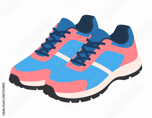 Pair of Colorful Sport Shoes with Laces.