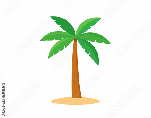 Cartoon Palm Tree on Sandy Ground.