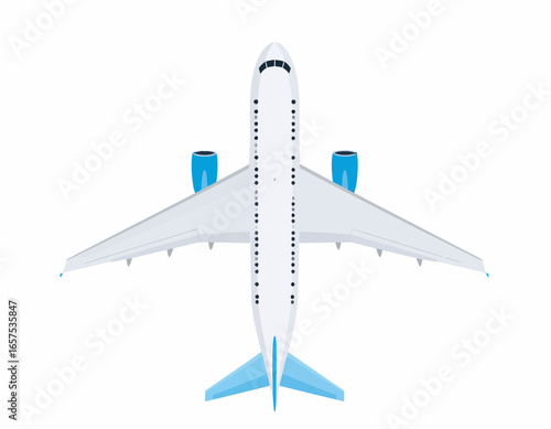 Top-Down View of a Modern Passenger Airplane.