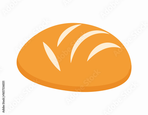 Simple Cartoon Illustration of a Round Loaf of Bread.