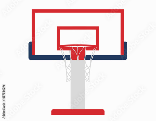 Red and Blue Basketball Hoop and Backboard.
