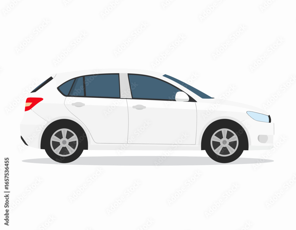 Obraz premium White Car Side View Illustration.