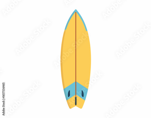 Yellow Surfboard with Teal Trim Design.