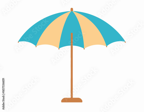 Colorful Striped Beach Umbrella Illustration.