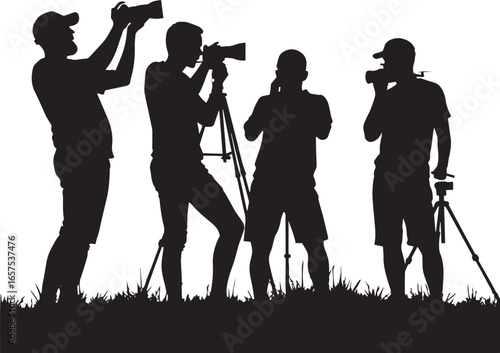 photographers taking pictures silhouette – camera media shooting design