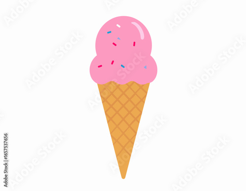 Pink Ice Cream Cone with Sprinkles.