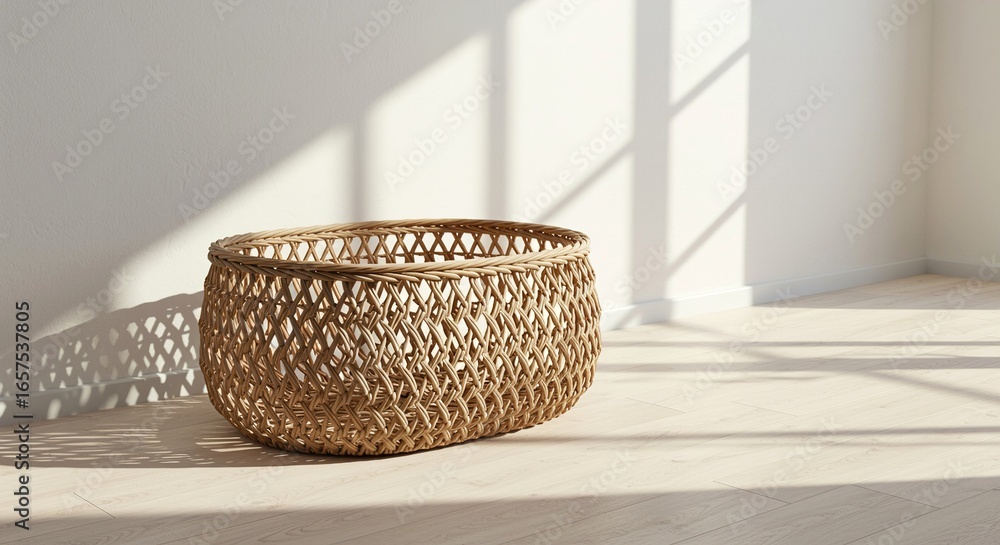 Fototapeta premium Handwoven Seagrass Oval Basket Stylish Storage Solution for Home Decor