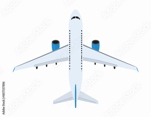 Top-Down View of a Modern Passenger Airplane.