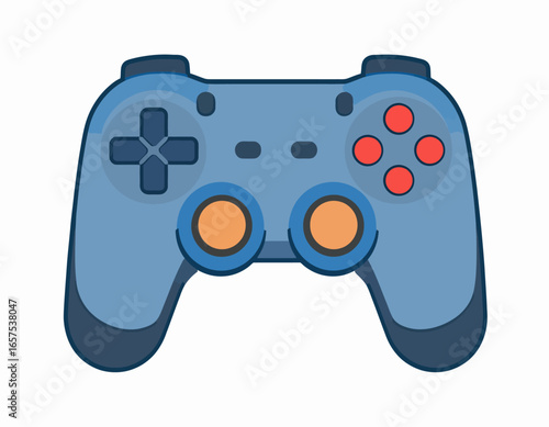 Modern Light Blue Game Controller with Red Buttons.