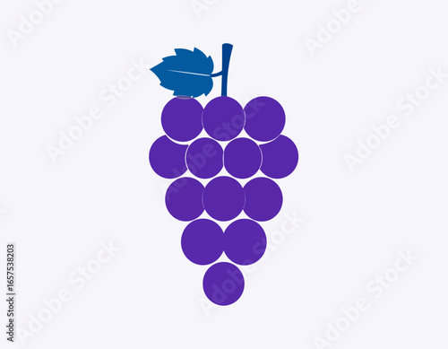 Stylized Illustration of a Bunch of Purple Grapes.
