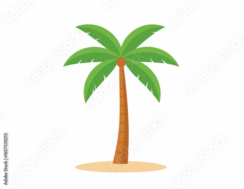 Vibrant Cartoon Palm Tree on Sandy Ground.