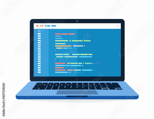 Open Laptop Displaying Programming Code.