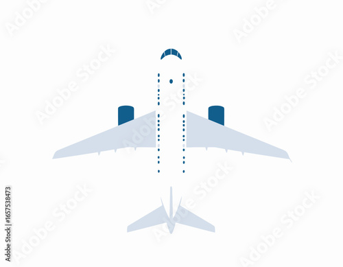 Top-Down View of a Modern Passenger Airplane.