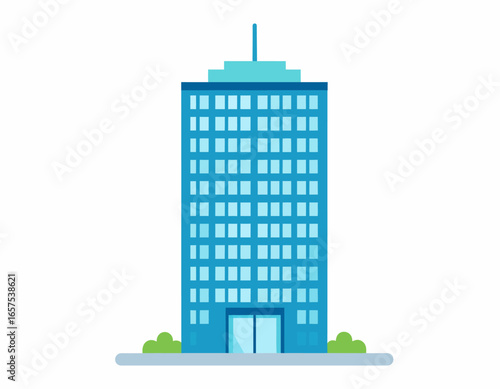 Modern Blue Office Skyscraper Building Facade.