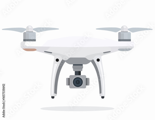Modern White Drone with Camera for Aerial Photography.