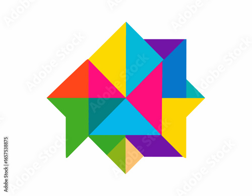 Colorful Abstract Design Composed of Interlocking Triangles.