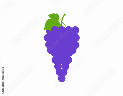 Purple Grape Cluster with Green Leaves.