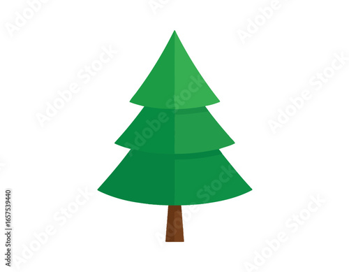 Stylized Flattened Christmas Tree Icon.