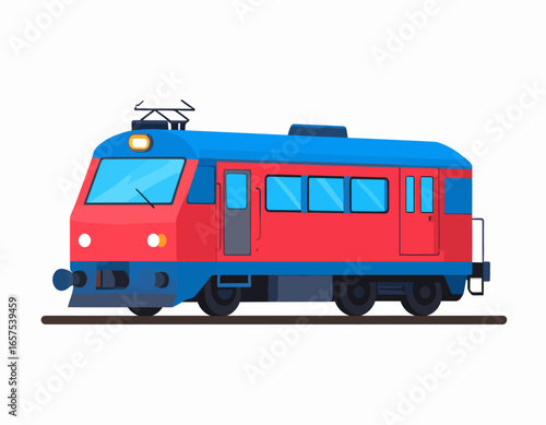 Wallpaper Mural Modern Red and Blue Passenger Train Illustration. Torontodigital.ca