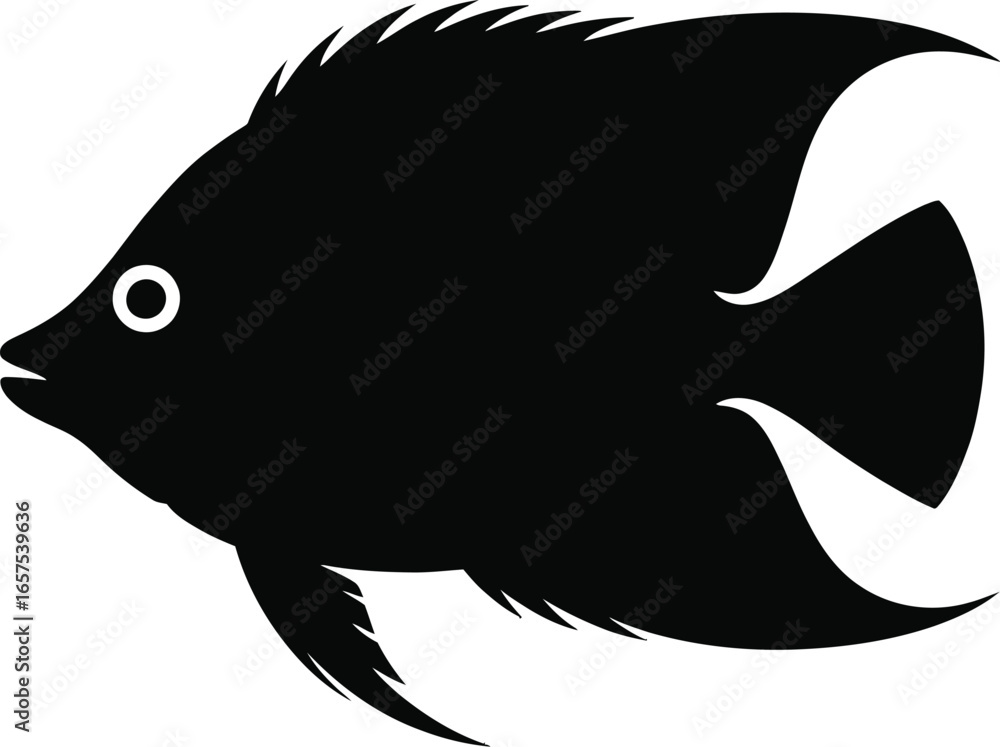 Obraz premium Black angelfish silhouette with white eye vector