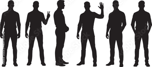 Two Men Talking Silhouette Vector | Conversation People Illustration